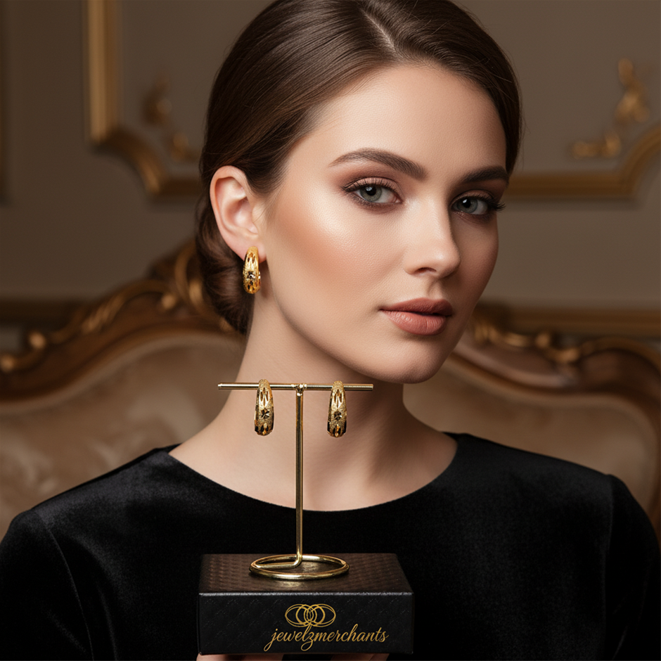 22K/Italy Gold Filled Earring-Bonus Gift -(stamped 22K/Italy)-Warranty