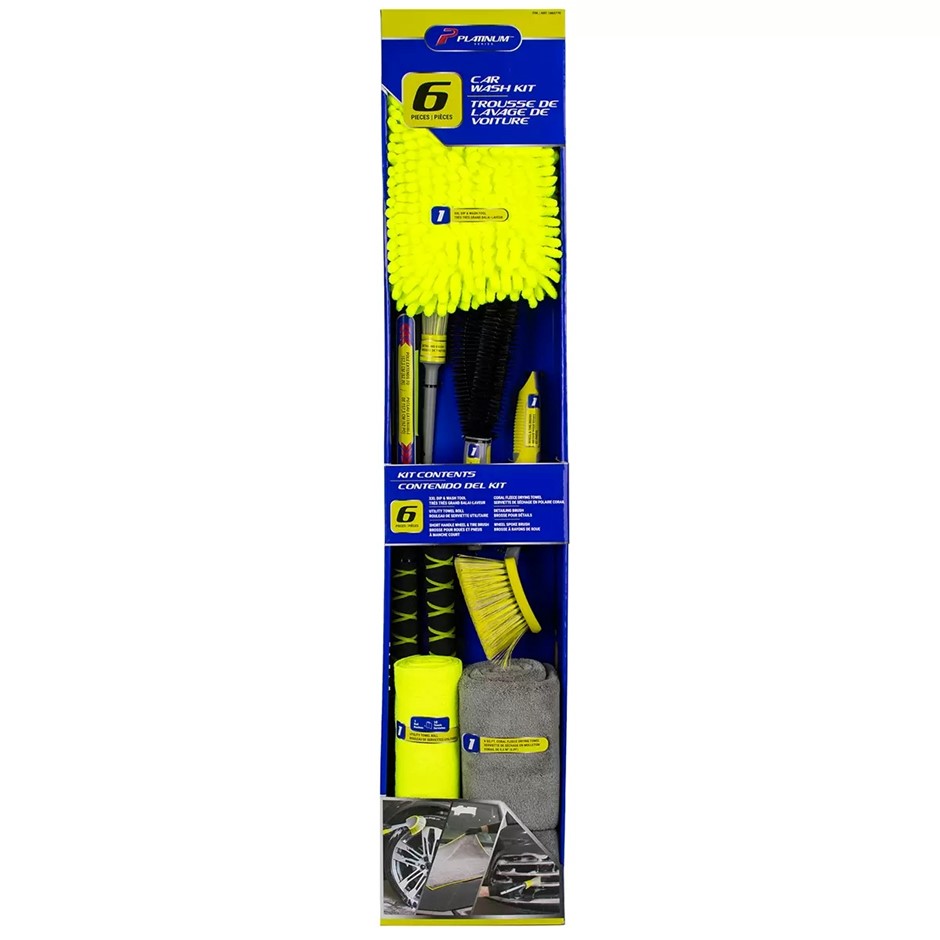 PLATINUM SERIES 6pc Car Wash Kit. NB: Mop head minor use.