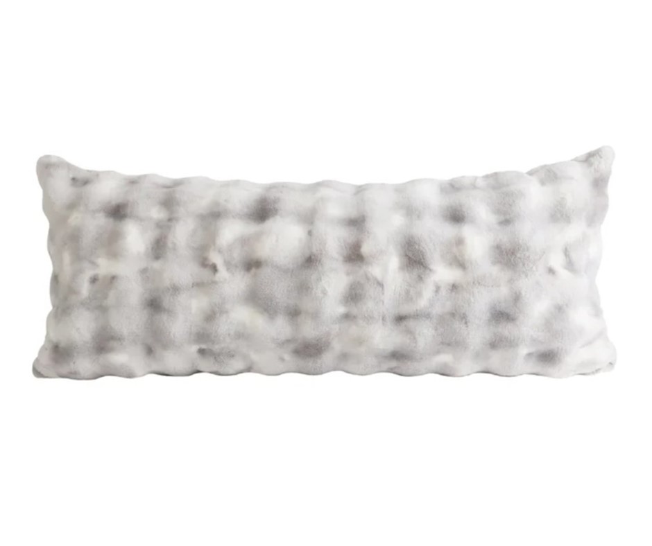 HOUSE & HOME by Lynda Reeves Luxe Faux Fur Body Pillow, Grey.