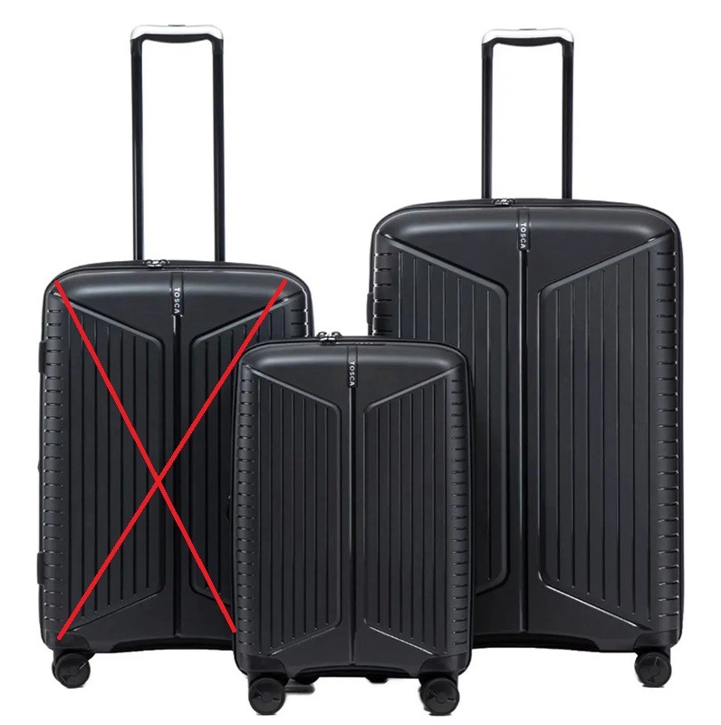 TOSCA Nova 2 Piece Luggage Set, Large: 76cm, Small: 55cm, Black. NB: Minor