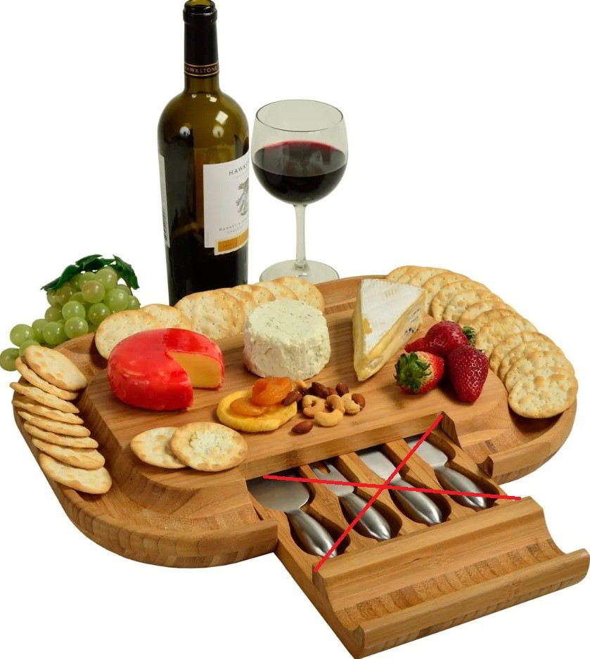 CARRARA HOME Malvern Bamboo Cheese Board Serving Set. NB: Not in original p