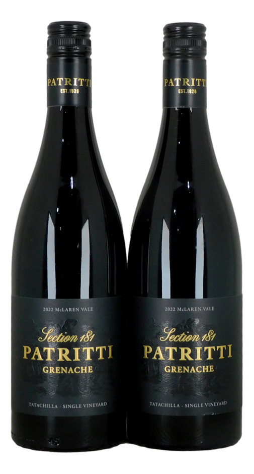 Patritti Section 181 Grenache 2022 (2x 750ml), SA. Screwcap.