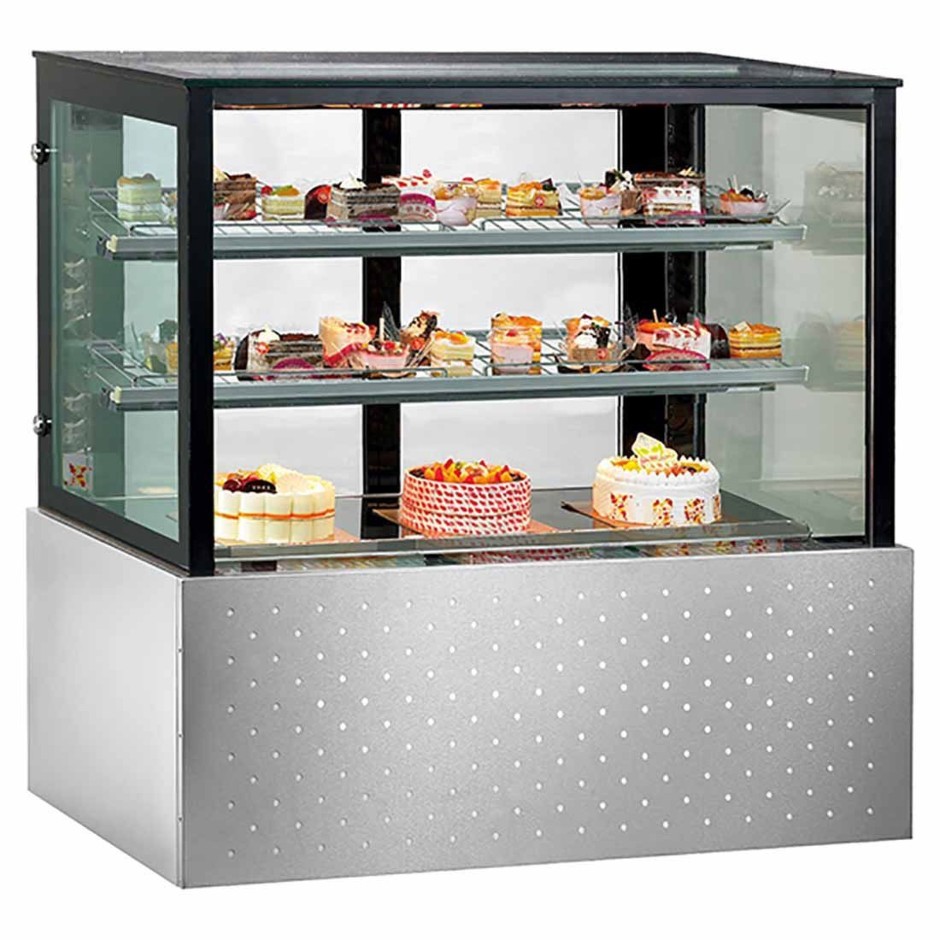 Black Trim Square Glass Cake Display 3 Tier