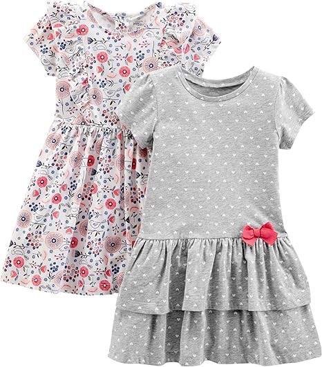 2 Pack x SIMPLE JOYS BY CARTER'S Girls' Short Sleeve and Sleeveless Dress S