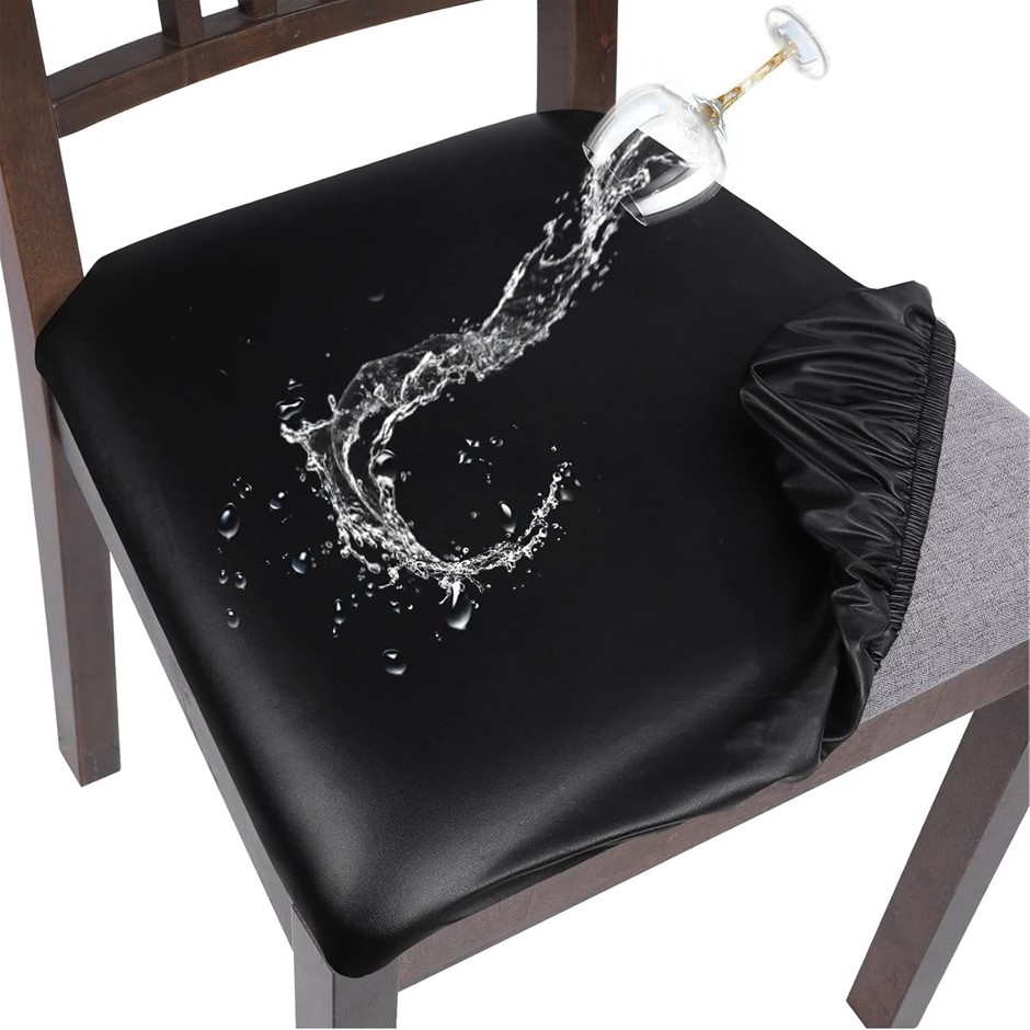 4 Pack x SEARCHI Waterproof PU Leather Stretchable Seat Covers for Dining C
