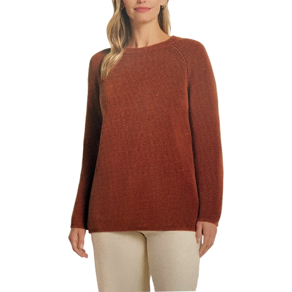 MATTY M Women's Rib Sweater, Size L, 60% Cotton, Root Beer. Buyers Note -