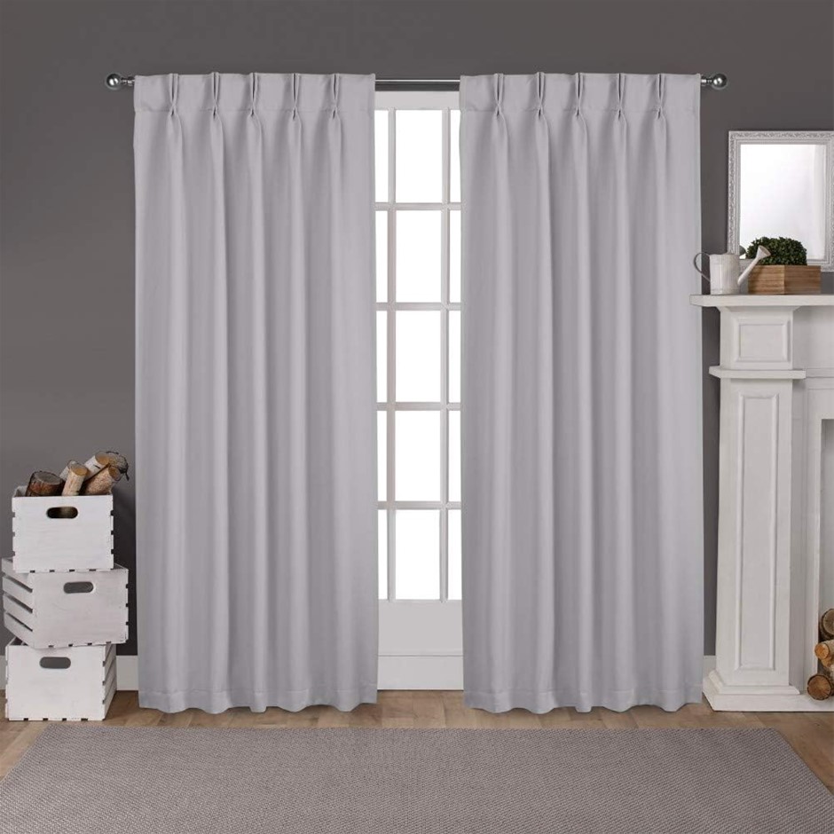 EXCLUSIVE HOME Sateen Twill Woven Room Darkening Blackout Pinch Pleat/Hidde