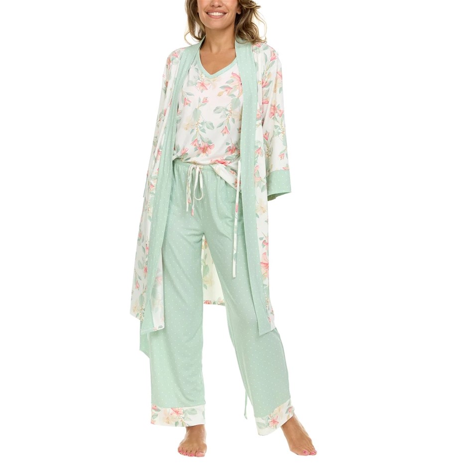 FLORA NIKROOZ Women's 3pc Lounge Set, Size 2XL, Green. Buyers Note - Disco