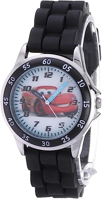 DISNEY Kid's 33mm Cars Lightning McQueen Analog Quartz Watch, White Dial, B