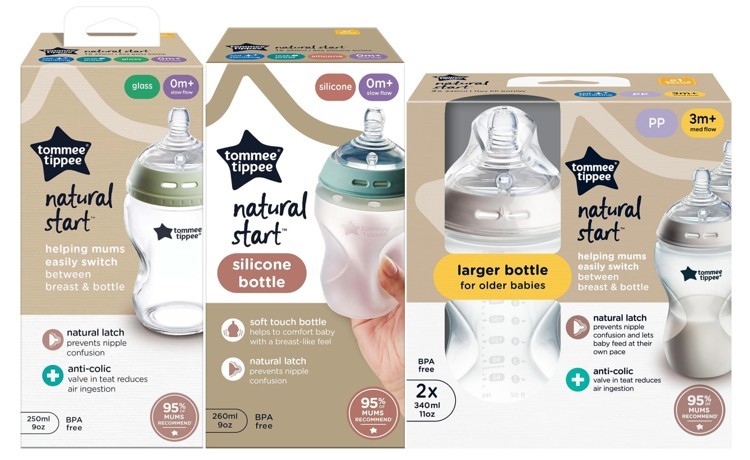 BUNDLE OF TOMMEE TIPPEE BOTTLES; 1 x 0+ month 250mL GLASS Anti-Colic, 1 x 0