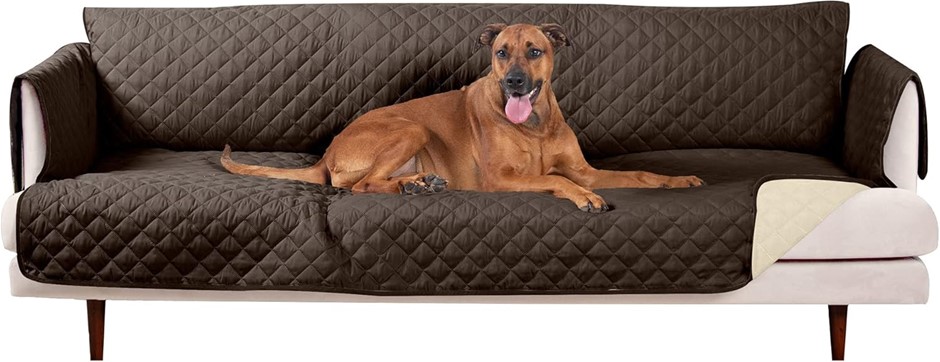 FURHAVEN XL Sofa Slipcover Water-Resistant Reversible Two-Tone Furniture Pr