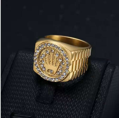 Italy 925 Silver Rolex Symbol Hip Hop Ring (stamps)-13 US