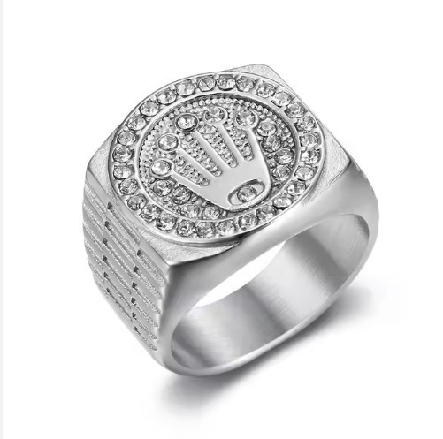 Italy 925 Silver Rolex Symbol Hip Hop Ring (stamps)-11 US