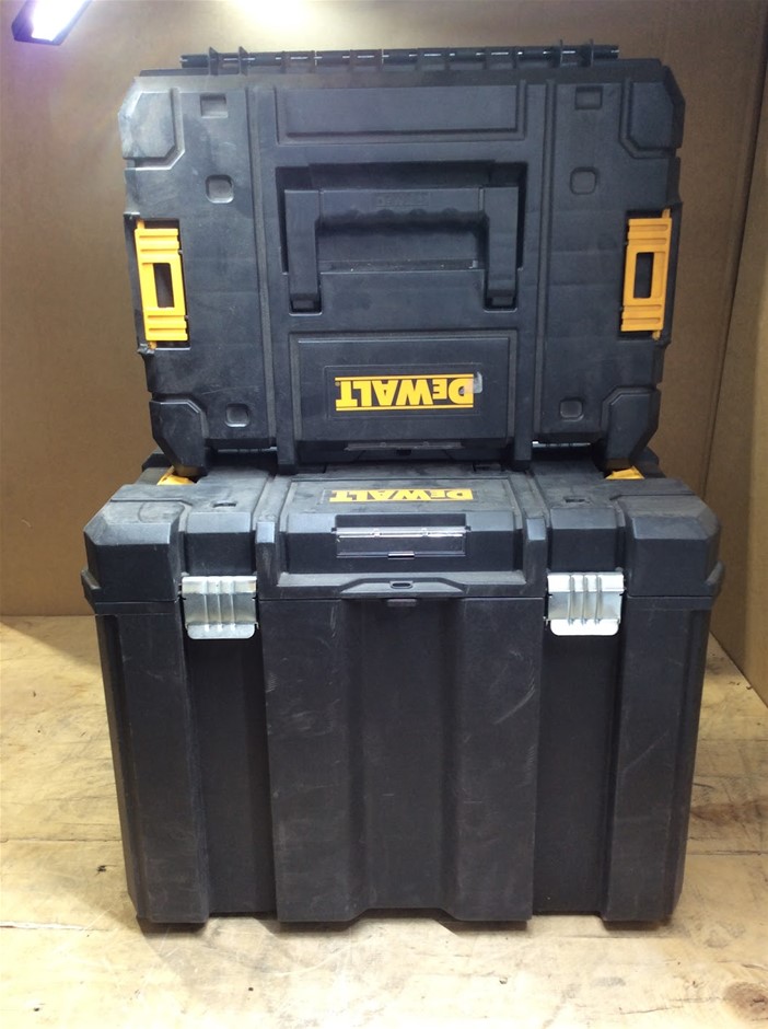 DeWALT TSTAK Mobile Storage Rolling Tool Box + Flat Top Tool Storage Case