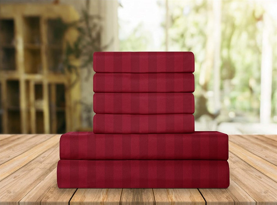 ELEGANT COMFORT Bed Sheets Dobby Stripe 1500 Premium Hotel Quality Microfib