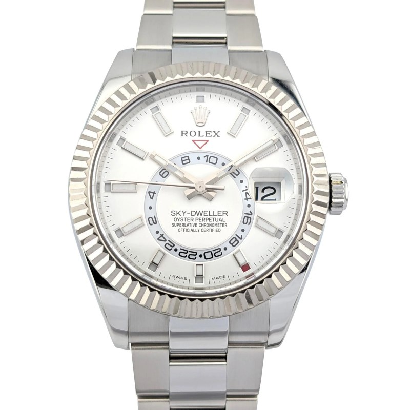 ROLEX SKY-DWELLER 42MM WHITE ROLESOR 326934 AUTOMATIC WHITE DIAL BXP & COA