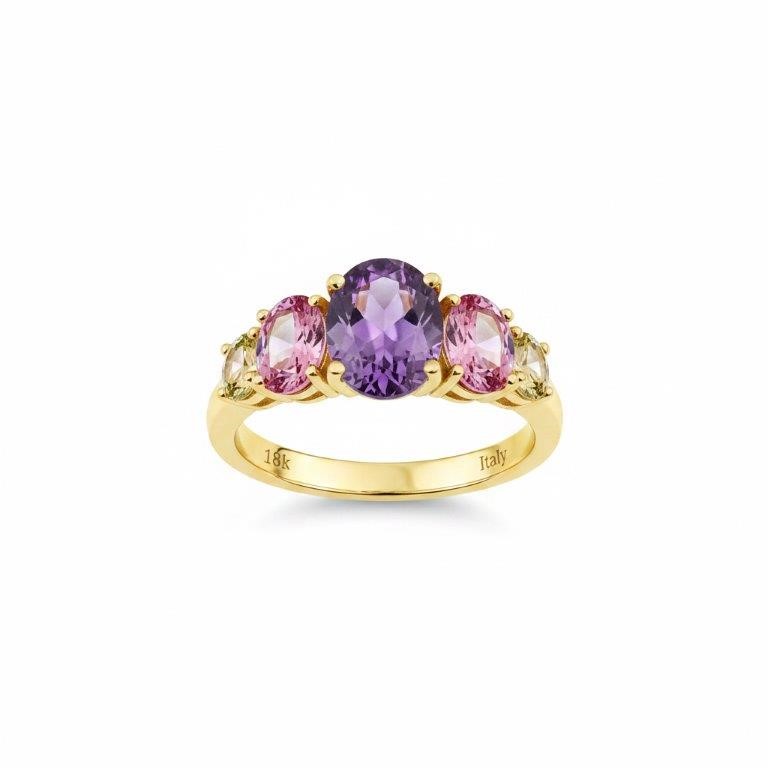 18K/Italy 3.0ctw Oval Cut Yellow Gold Filled Ring Warranty Quality-8US
