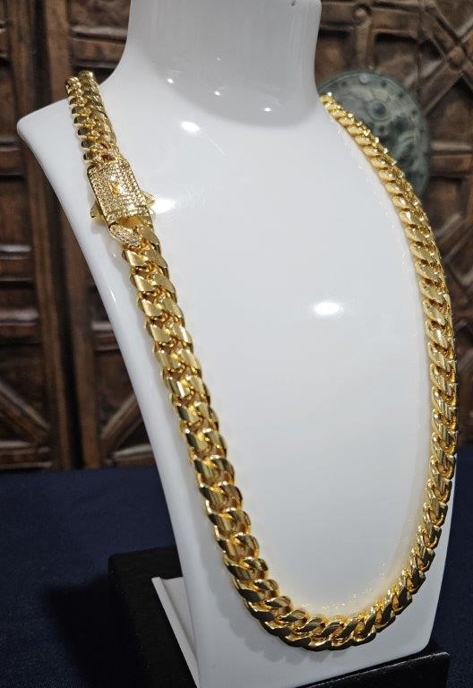14K-Stamped Yellow Gold Filled Cuban Chain -50cm-12mm-Bonus Gift