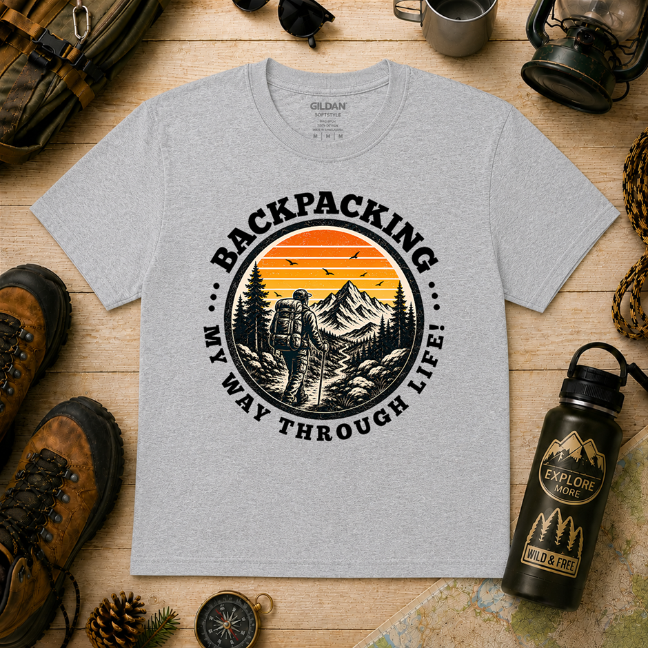 "Backpacking My Way Through Life T-Shirt!" Outdoor's Adventure - XLarge