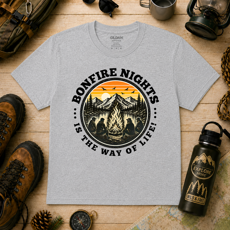 "Bonfire Nights Is The Way Of Life T-Shirt!" Outdoor's Adventure - Xlarge