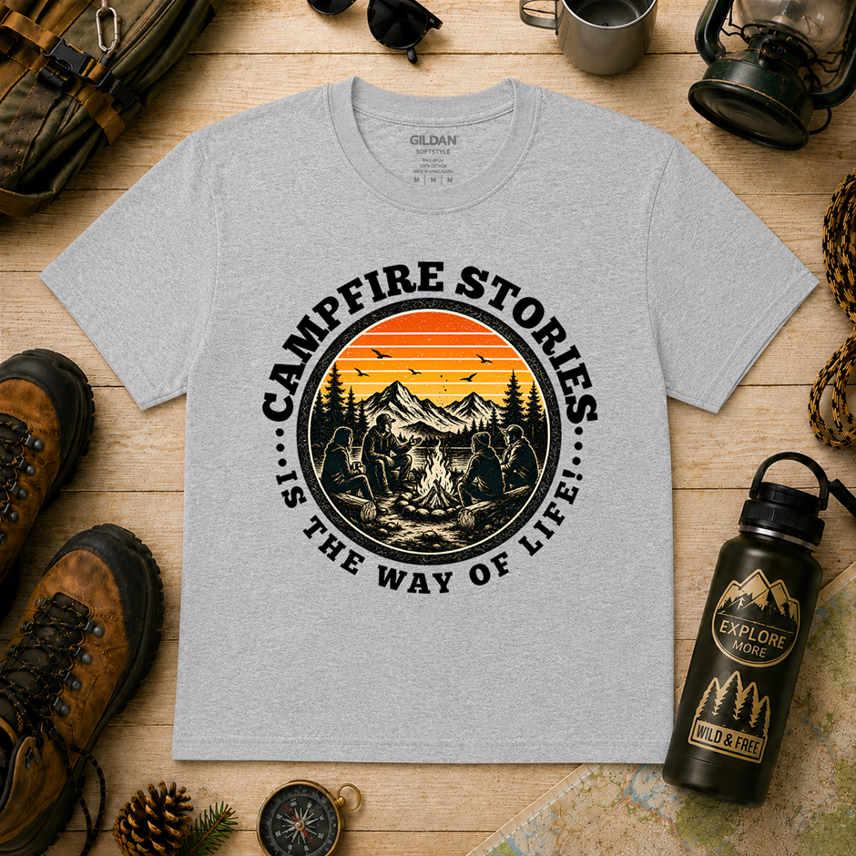 "Campfire Stories Is The Way Of Life T-Shirt!", Outdoor's Adventure-Xlarge