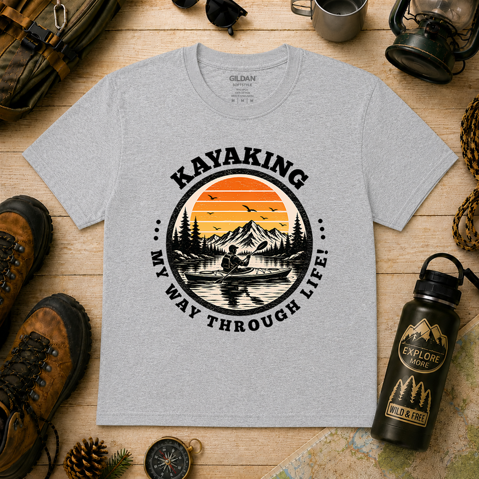 "Kayaking My Way Through Life T-Shirt!" Outdoor's Adventure - Large