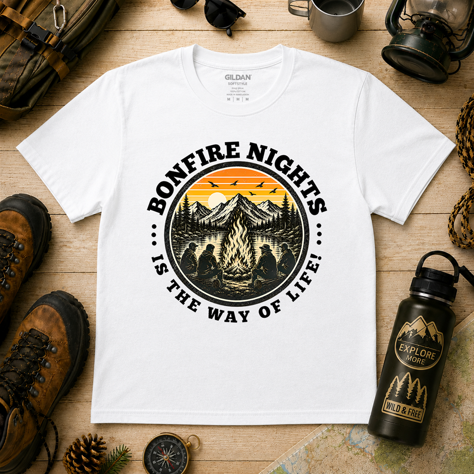 "Bonfire Nights Is The Way Of Life T-Shirt!" Outdoor's Adventure - Xlarge