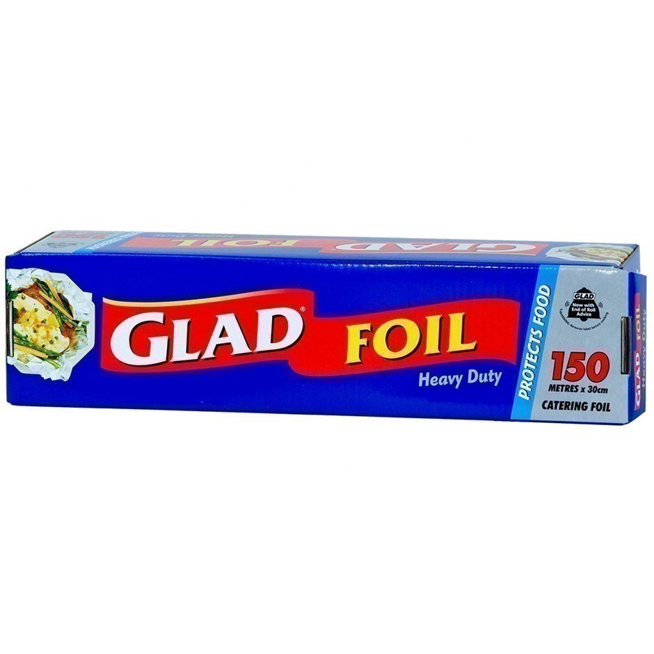 0323-5062744 · 2 x GLAD Foil Heavy Duty, 150m x 30cm. N.B. Damaged packaging.
