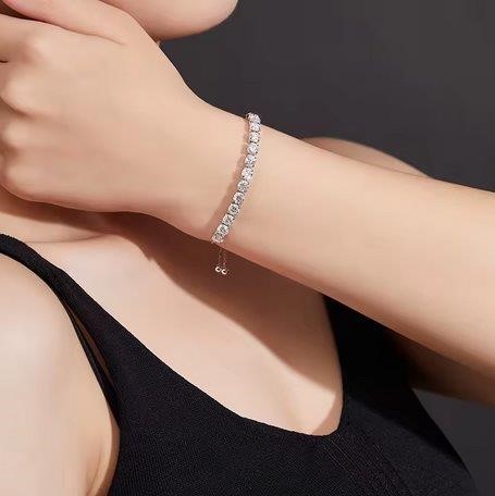 925 Sterling Silver Tennis Bracelet Brilliant Cut Simulated Diamonds-adj