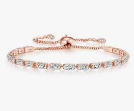 925 Sterling Silver Tennis Bracelet Emerald Cut Simulated Diamonds