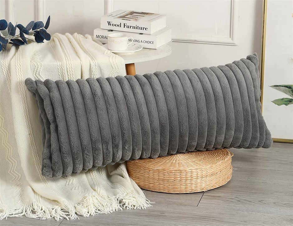 PANOD Faux Fur Extra Long Body Pillow Cover 20x40,Long Plush Cat Pillow for