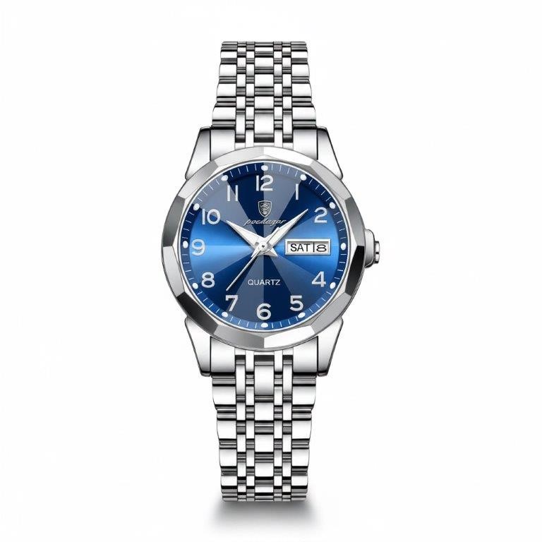Women's Blue Dial Fashion Watch with Premium Leather Gift Box