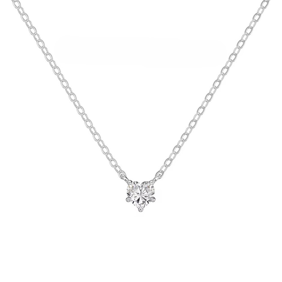 0.50ct Heart Lab Created Moissanite 925 Silver Pendant Necklace