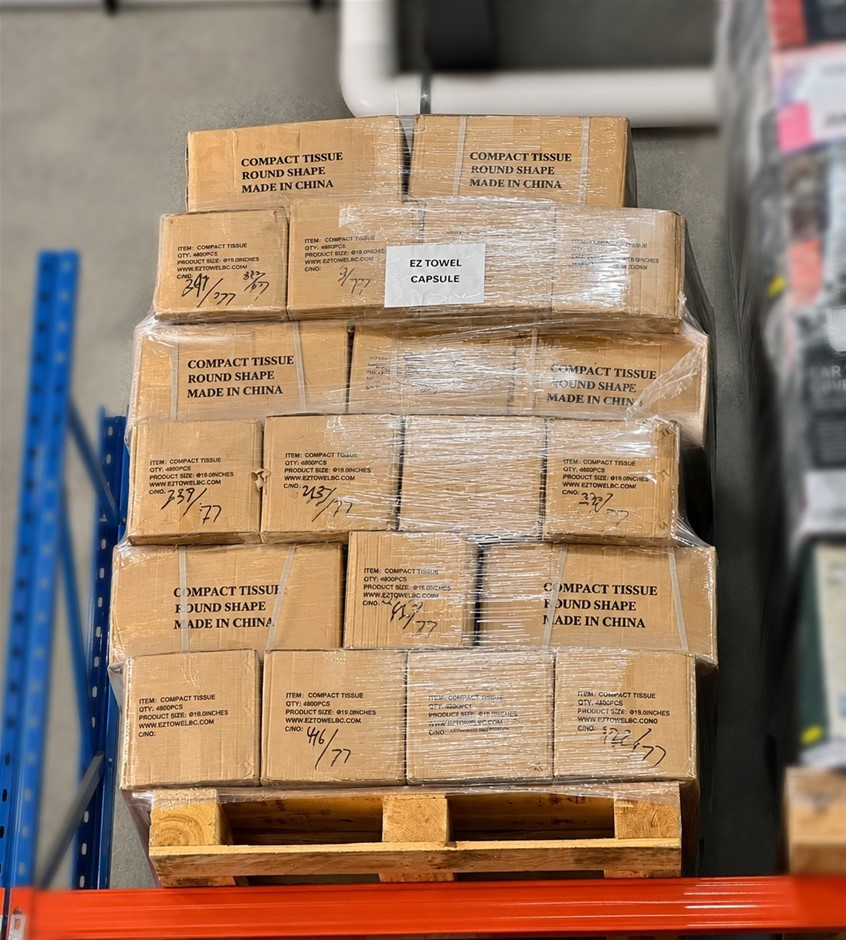 Full Pallet EZ Compact Towel, Sachets Pack (Product Size: 9" x 10") NB: Pho