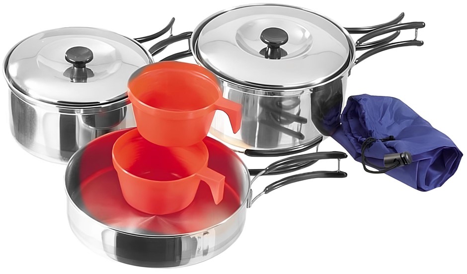 10 x Mess Kit Cook Set 2 Person S/Steel 8 Piece School Camp Picnic Hiking S