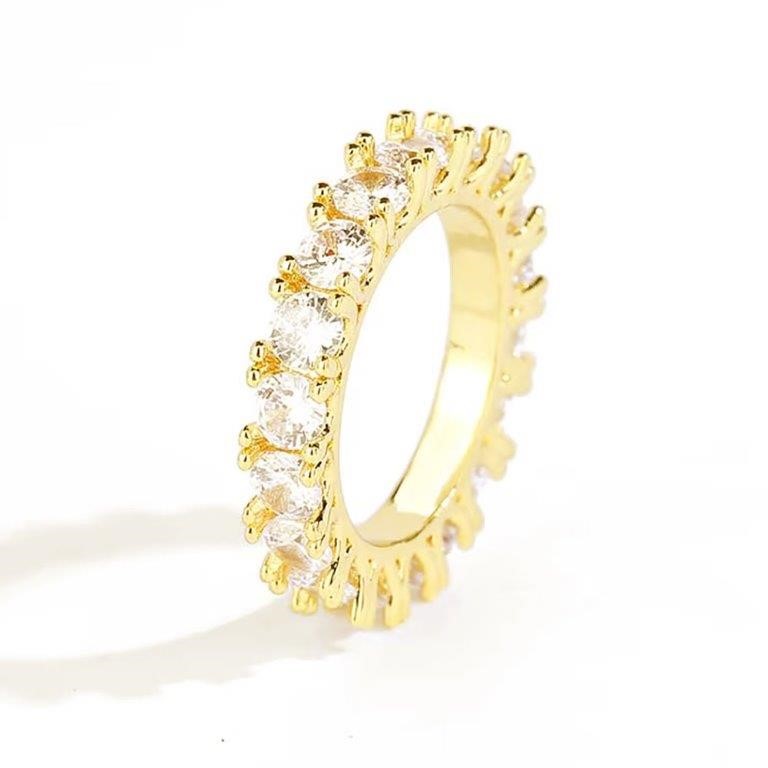 18K Gold-Filled Single-Row Ring, Simulated Diamonds, Size 8