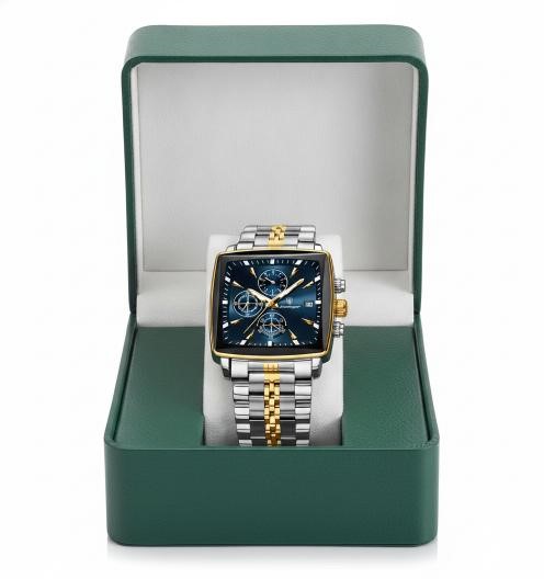 POEDAGAR Square Case Design Men's Watch with Premium Gift Box