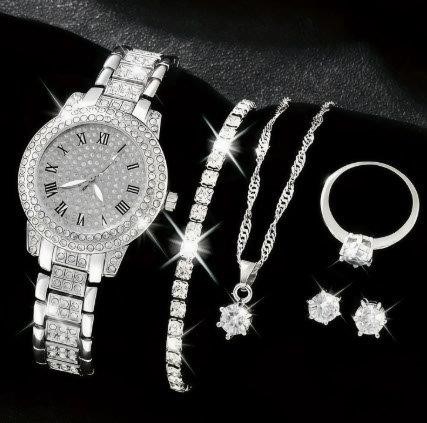 6-Piece Jewellery Set.Watch, Necklace, Bracelet, Ring & Earrings
