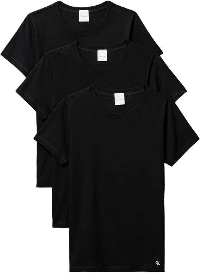 0053-3140674 · Calvin Klein Women's Cotton Tee, Black/Black/Black, Large, 3 T-Shirts