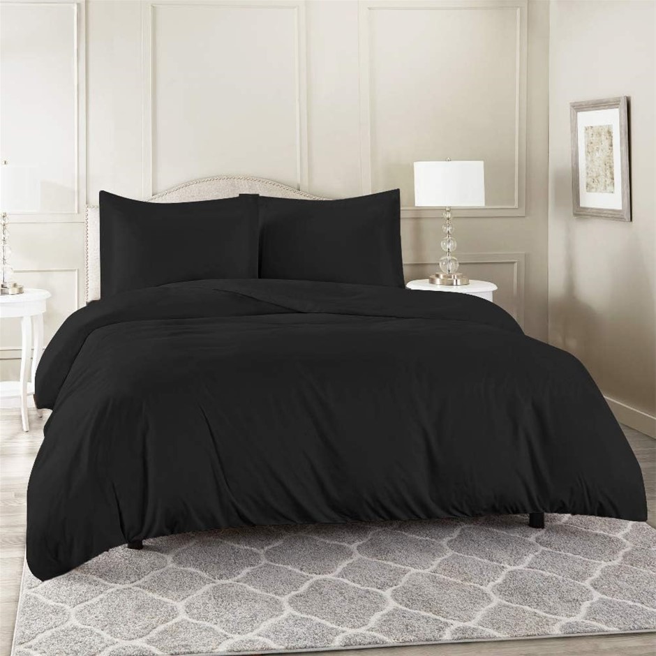Luxor 100% Cotton 1000TC Quilt/Duvet Cover Set - Black (King)