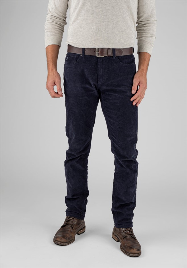 TAILOR VINTAGE Men's Stretch Slim Corduroy Pant, Size 34x32, Dark Navy.