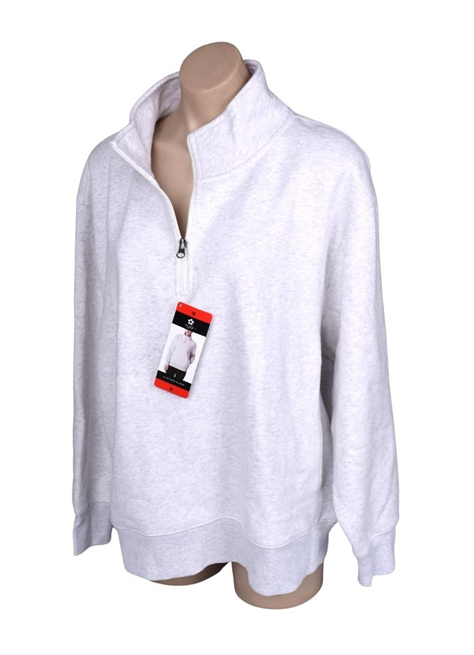 TUFF Women's 1/4 Zip Fleece Pullover, Size M, White Marble. NB: minor shop