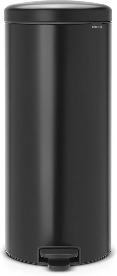 BRABANTIA Pedal Bin newICON 30L Waste Bin, Matt Black, 1 Piece, 3.78L. NB:
