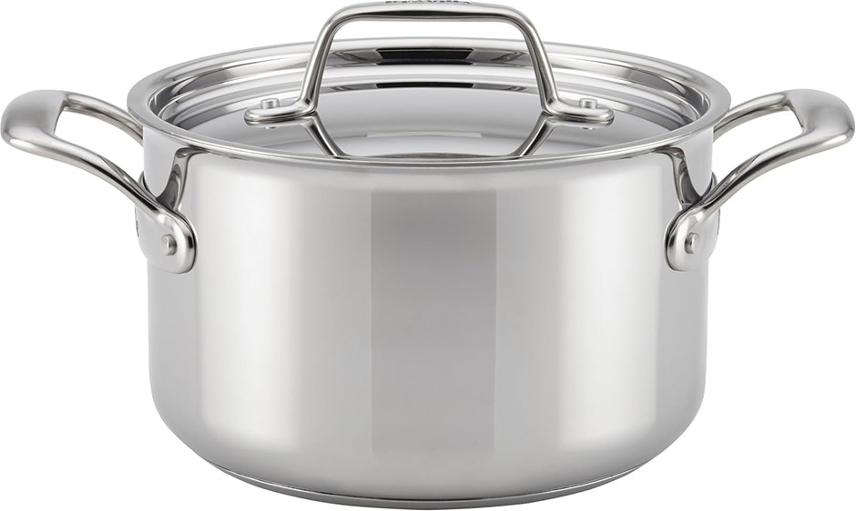 BREVILLE Thermal Pro Clad 4 Quart Covered Saucepot, Medium, Stainless Steel