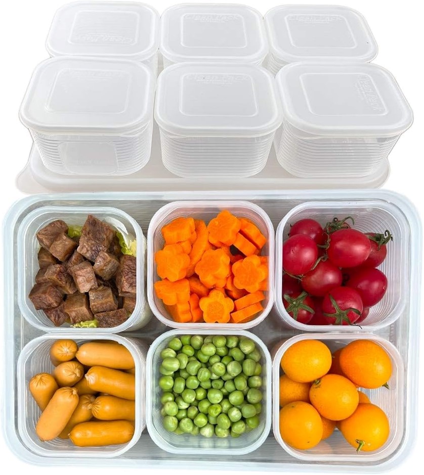 2 X TETEBAK Food Storage Containers with Lids Airtight 6PCS Removable Indiv