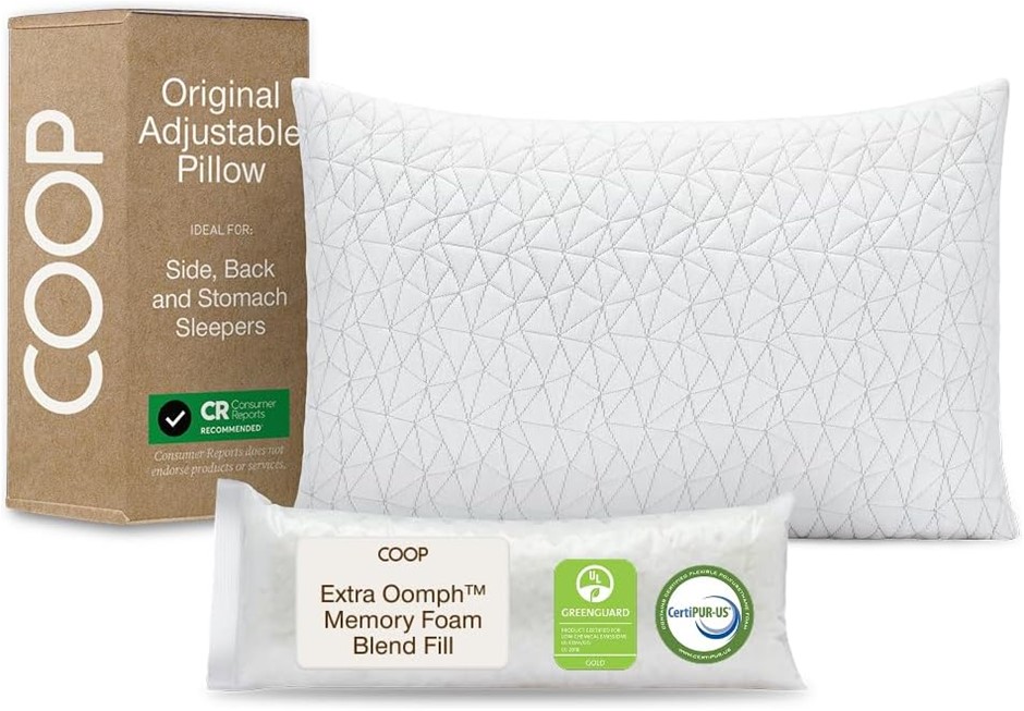 COOP HOME GOODS Premium Adjustable Loft Shredded Hypoallergenic CertiPUR Me