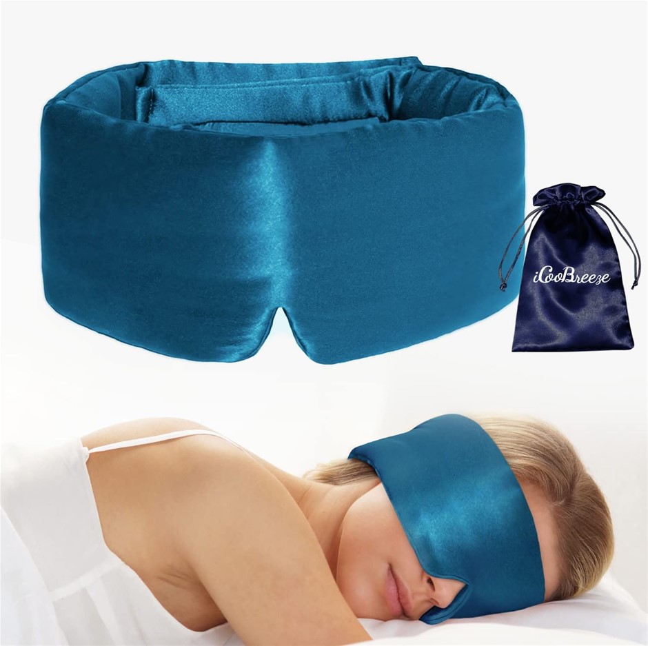 ICOOBREEZE 100% Natural Silk Soft Pressureless Cooling Blackout Eye Mask fo