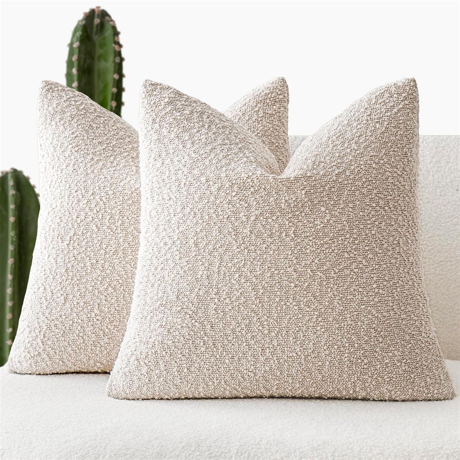 2 pack x Foindtower Textured Boucle Throw Pillow Covers Accent Solid Cases