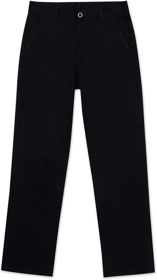 NAUTICA Boy's School Uniform Twill Khaki Pant, Size 12 Husky, Black, N85105
