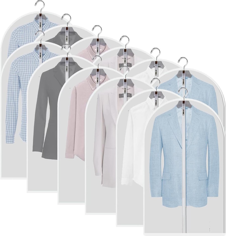 12pcs x DAWNTREES 60x80cm, Transparent Full Zipper Suit Hanging Garment Bag